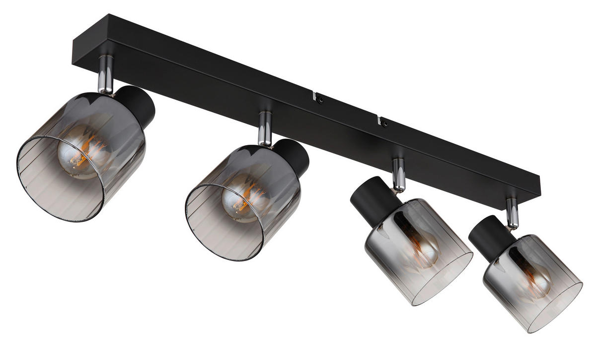 GLOBO Spot JACK 80400408 Rauch schwarz klar Metall Glas B/H/L: ca. 56x13,5x8 cm E14 4 Brennstellen JACK - klar/schwarz (8,00/56,00/13,50cm) - GLOBO