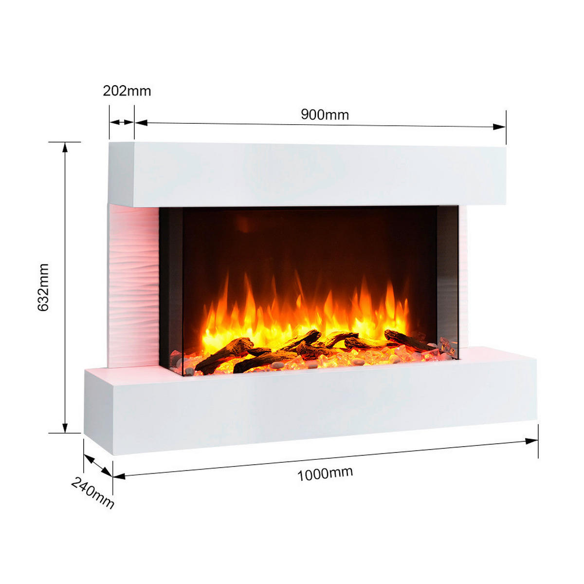 Balderia Wandkamin Elektrischer-Kamin Aidan weiß MDF B/H/T: ca. 100x63,2x24 cm Elekt.-Kamin Aidan EF279A-MT279C - weiß (100,00/63,20/24,00cm) - Balderia