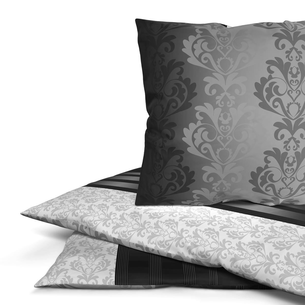 Baumwoll Bettwäsche Cotton touch Bettwäsche_Cotton-Touch Streifenran - anthrazit (135,00/200,00cm)