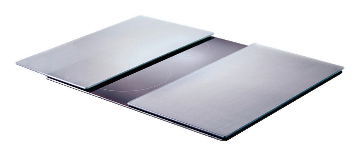 Zeller Herd-/Schneideabdeckplatten-Set Metall silber Glas B/H/L: ca. 30x0,8x52 cm Metall - silber (52,00/30,00/0,80cm) - Zeller