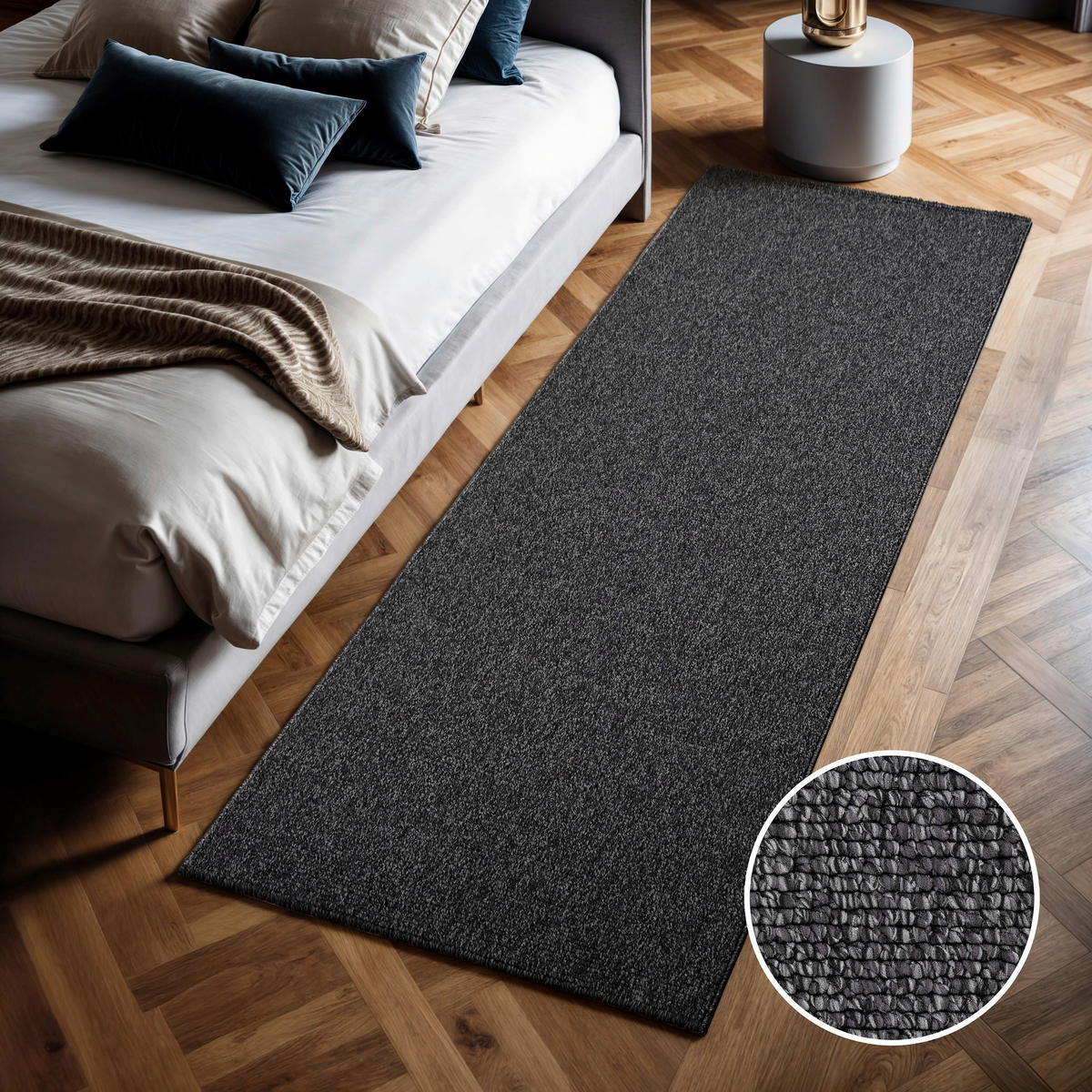 Sanat Teppich LORA PLUS anthrazit B/L: ca. 80x300 cm LORA PLUS - anthrazit (80,00/300,00cm) - Sanat