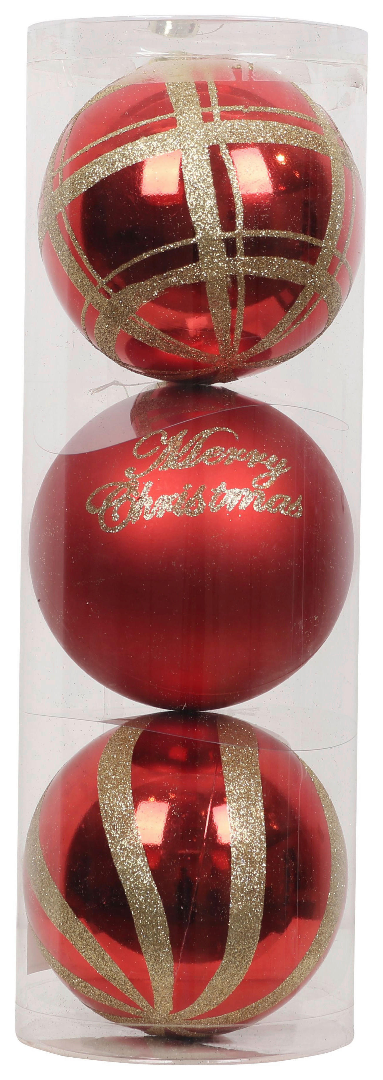 POCOline Weihnachtskugelset rot B/H/L: ca. 15x15x15 cm Weihnachtskugelset_3tlg. - gold/rot (15,00/15,00/15,00cm) - POCOline