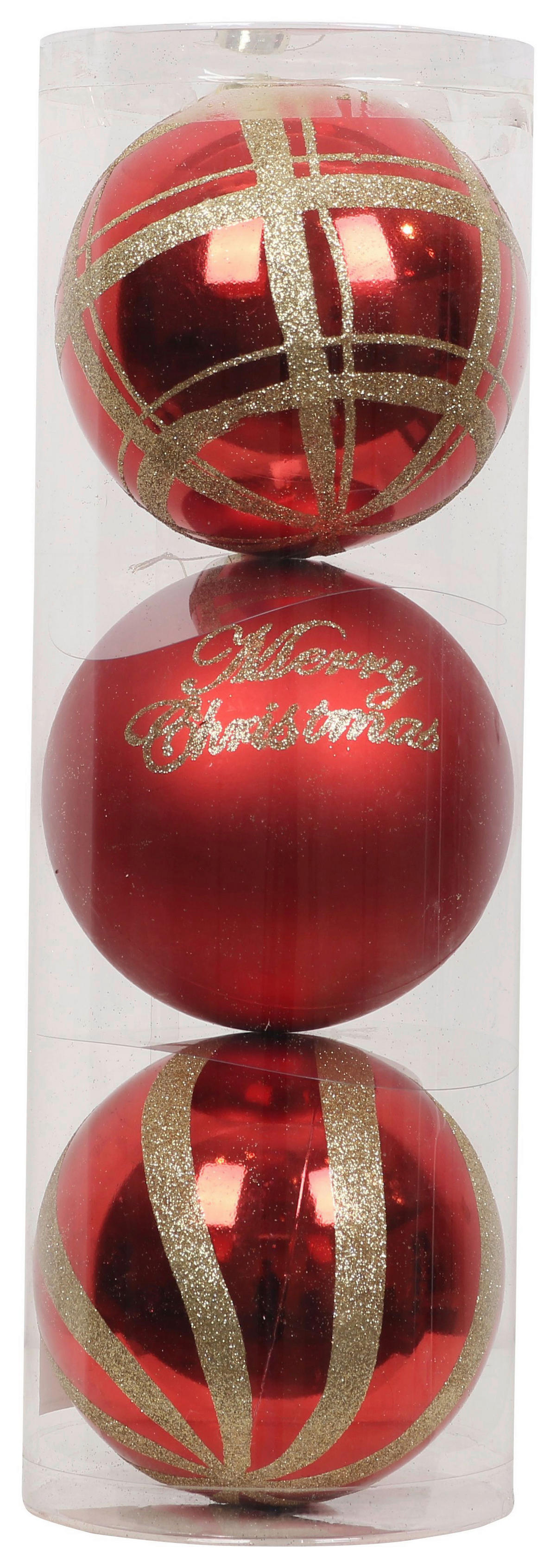 POCOline Weihnachtskugelset rot B/H/L: ca. 15x15x15 cm Weihnachtskugelset_3tlg. - gold/rot (15,00/15,00/15,00cm) - POCOline