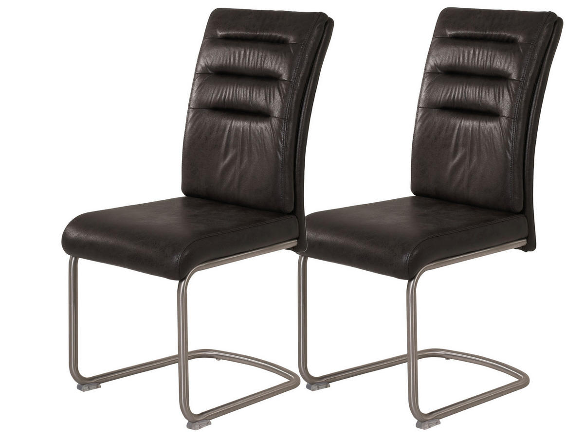 Schwingstuhl Paula 2er Set anthrazit Vintage Microfaser B/H/T: ca. 45x102x65 cm Paula 2er Set - anthrazit (45,00/102,00/65,00cm) - Hela