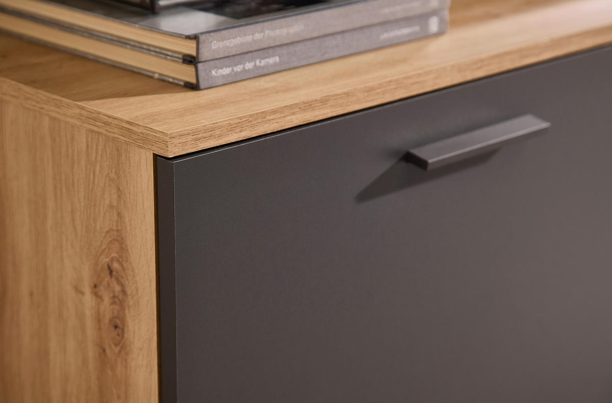Wohnwand Heathrow Eiche Artisan Nachbildung anthrazit B/H/T: ca. 250x135x38 cm Heathrow - Eiche/anthrazit (250,00/135,00/38,00cm)
