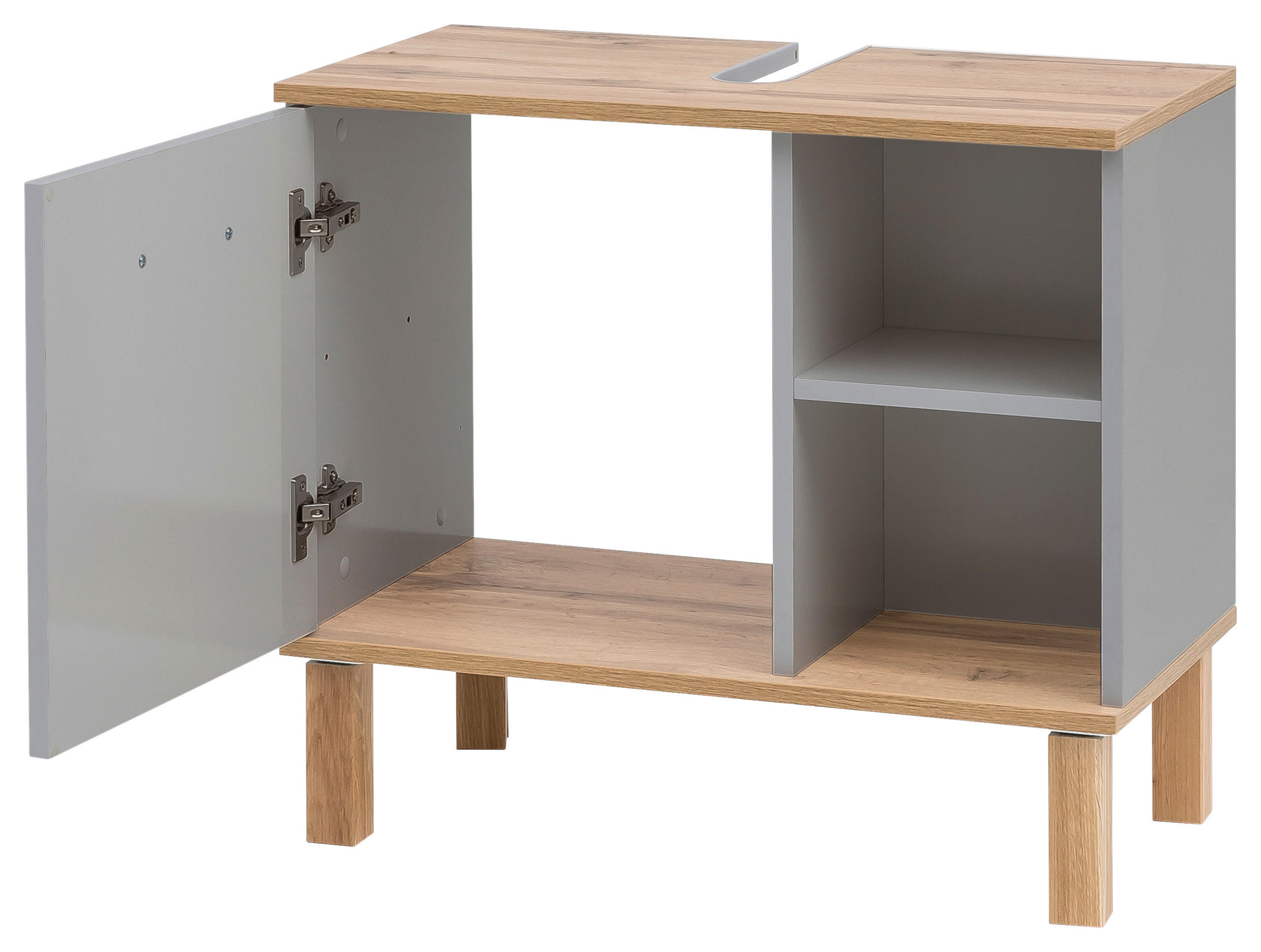 Waschbeckenunterschrank Padua grau Eiche Landhaus Nachbildung B/H/T: ca. 65,2x60,1x35 cm Padua - Eiche/grau (65,20/60,10/35,00cm) - Möbelpartner