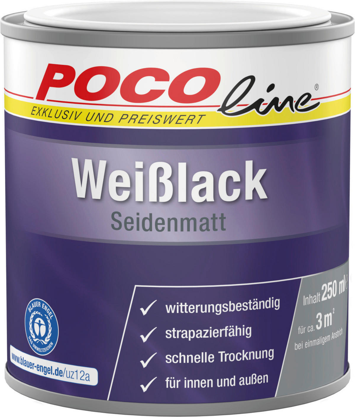 POCOline Weißlack weiß seidenmatt ca. 0,25 l Weißlack 250ml - weiß (250ml) - POCOline