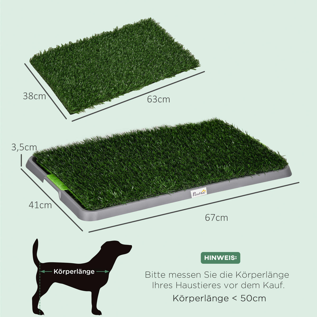 PawHut Hundetoilette grün Kunststoff B/H/L: ca. 41x3,5x67 cm Hundetoilette - grün (67,00/41,00/3,50cm) - PawHut
