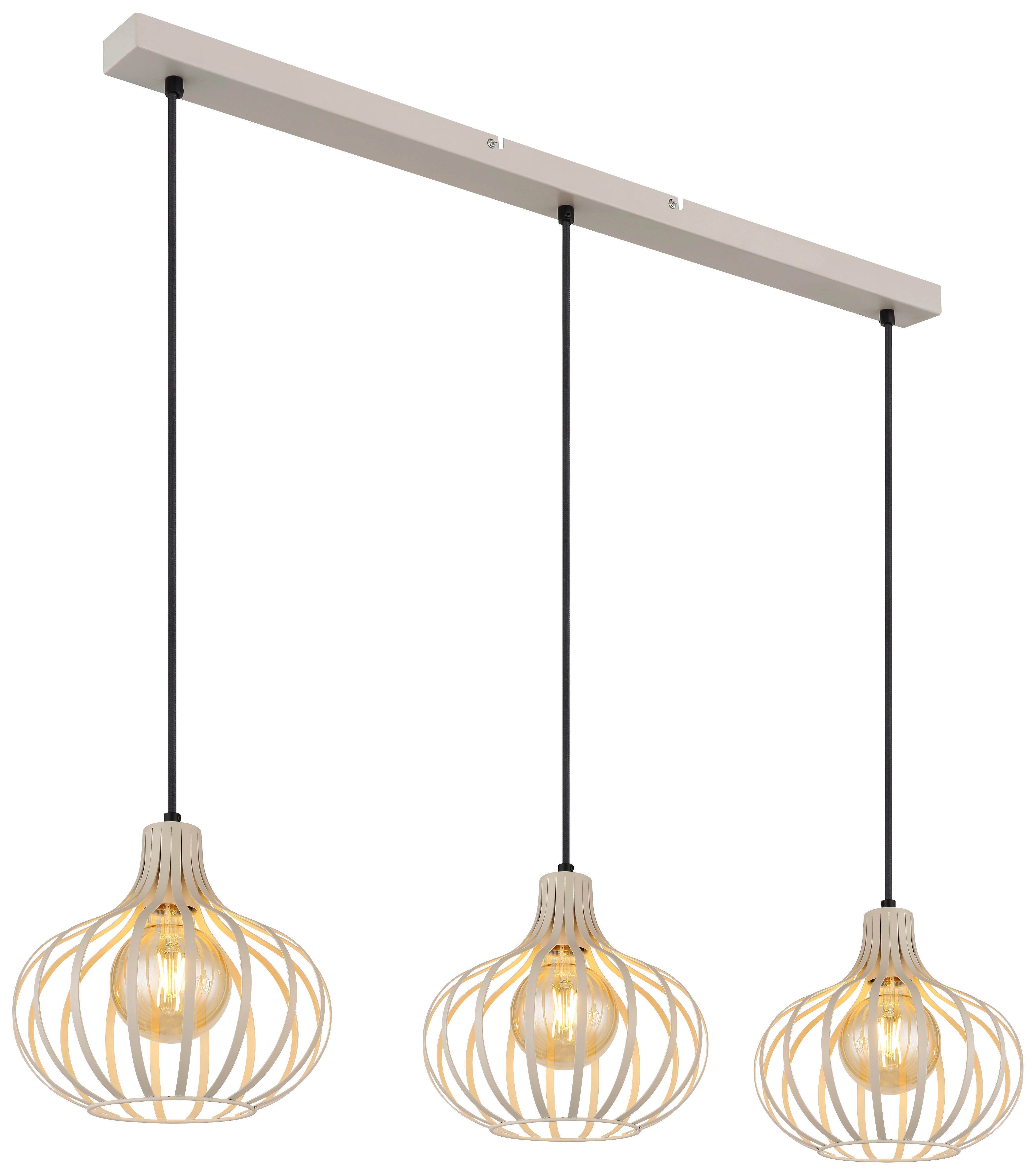 GLOBO Pendelleuchte MATEO 33370319 schwarz sand creme Metall B/H/L: ca. 103x150x25 cm E27 3 Brennstellen MATEO - sand/creme (25,00/103,00/150,00cm) - GLOBO