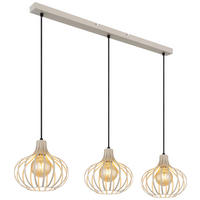 GLOBO Pendelleuchte MATEO 33370319 schwarz sand creme Metall B/H/L: ca. 103x150x25 cm E27 3 Brennstellen MATEO - sand/creme (25,00/103,00/150,00cm) - GLOBO