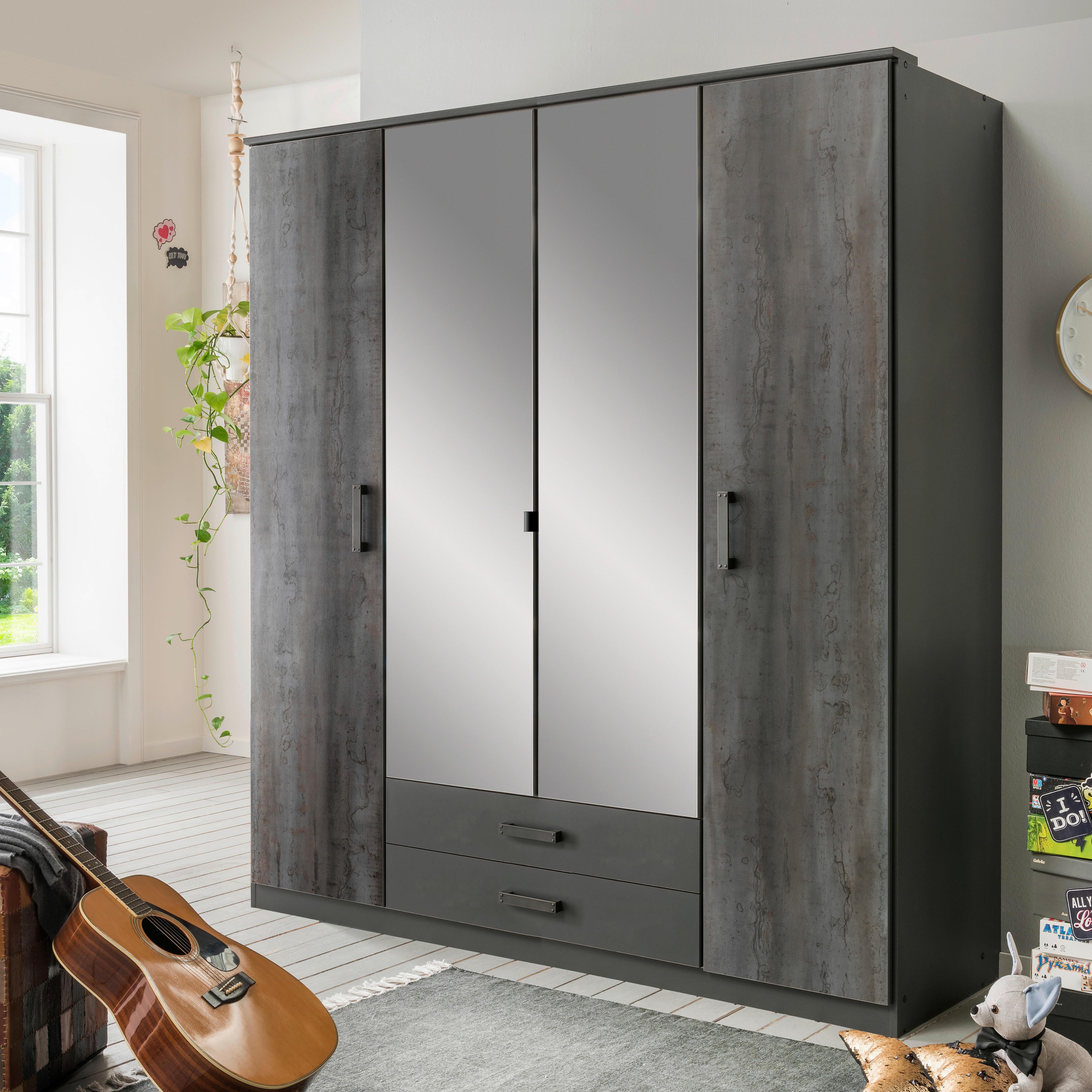 Kleiderschrank Duisburg Graphit B/H/T: ca. 180x199x58 cm Duisburg - Graphit (180,00/199,00/58,00cm)