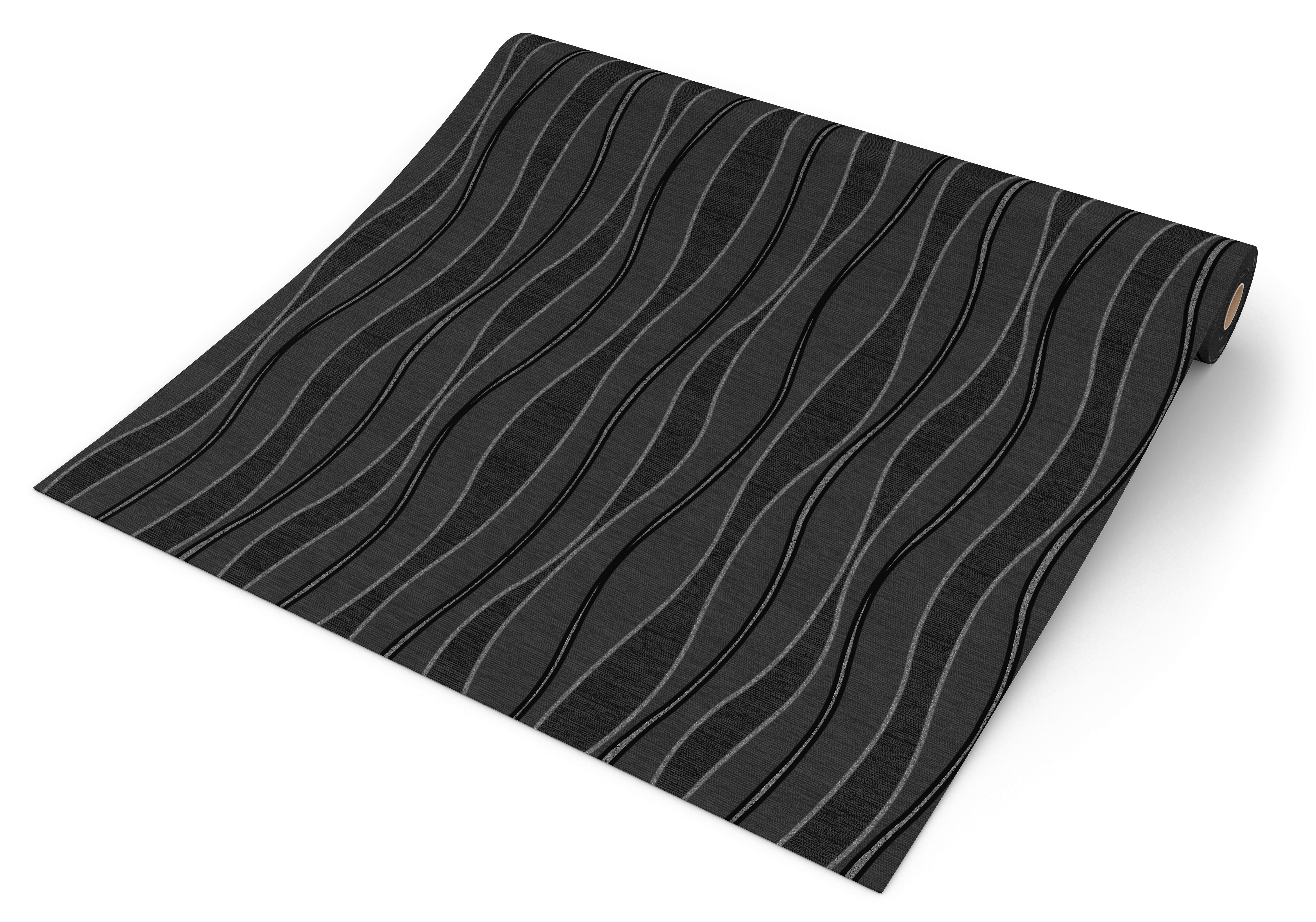 UGEPA Vinyltapete Wellen schwarz silber B/L: ca. 53x1005 cm Vinyltapete_B36509 - schwarz/silber (53,00/1005,00cm) - UGEPA
