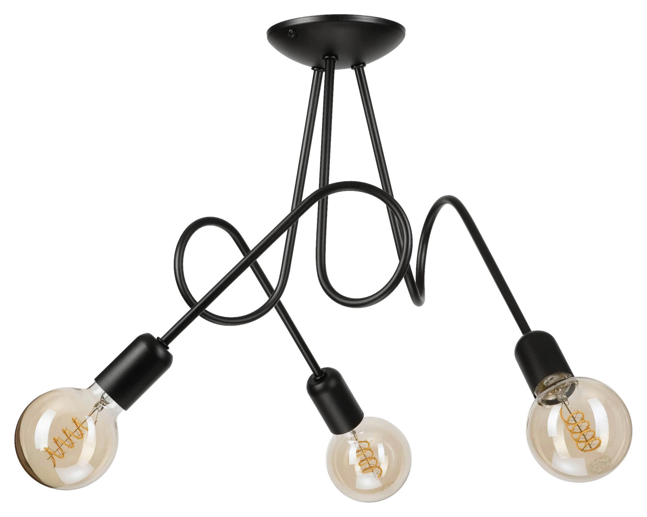 Lamkur Kronleuchter schwarz Stahl B/H/L: ca. 39x54x54 cm E27 3 Brennstellen Lizzy - schwarz (54,00/39,00/54,00cm) - Lamkur