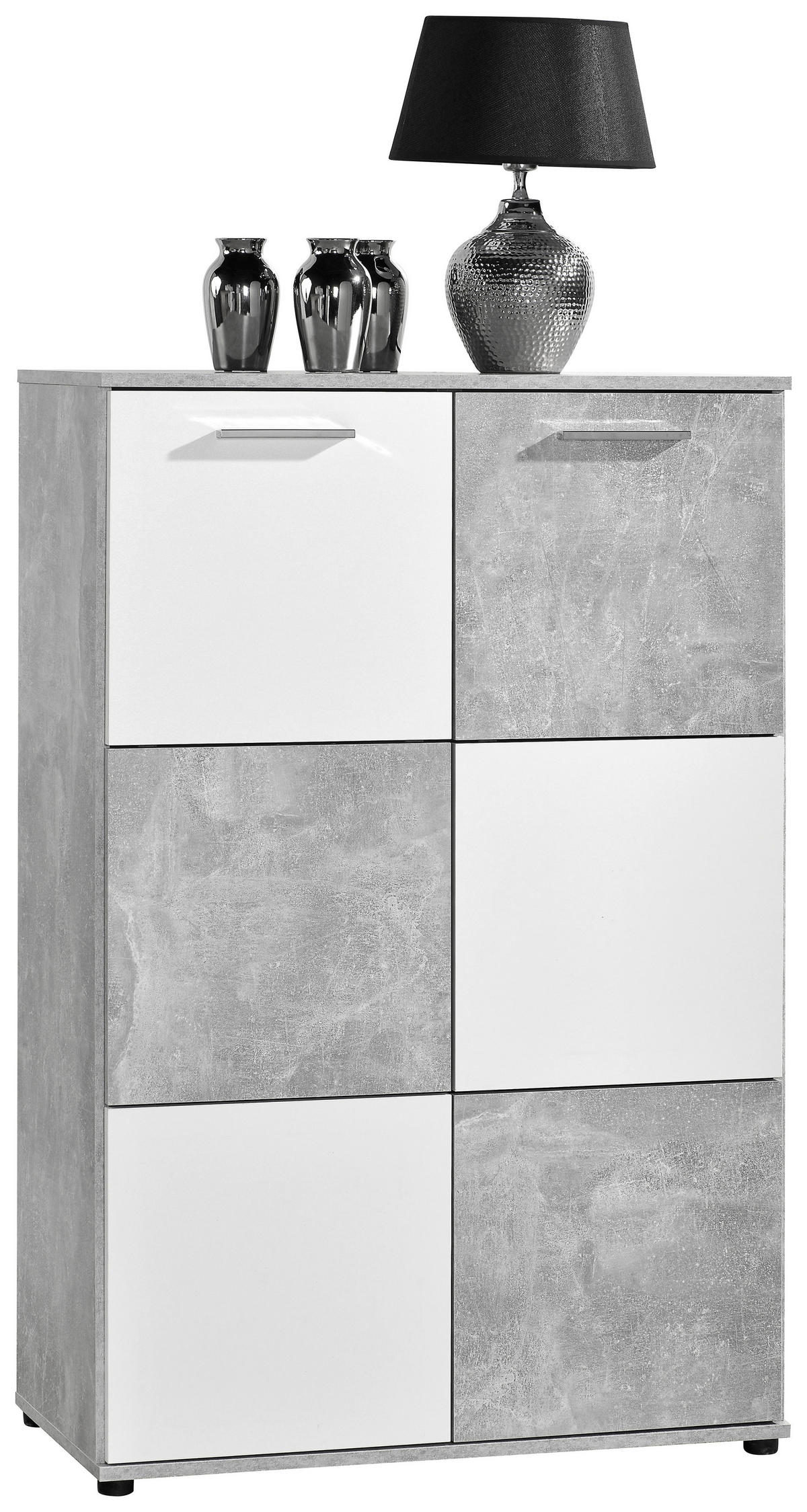 Kommode Zero Beton Optik weiß B/H/T: ca. 78x120x39 cm Zero - weiß (78,00/120,00/39,00cm)