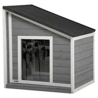 PawHut Hunde-Zubehör weiß Holz B/H/L: ca. 58x71x77 cm Hundehütte - weiß/schwarz (77,00/58,00/71,00cm) - PawHut