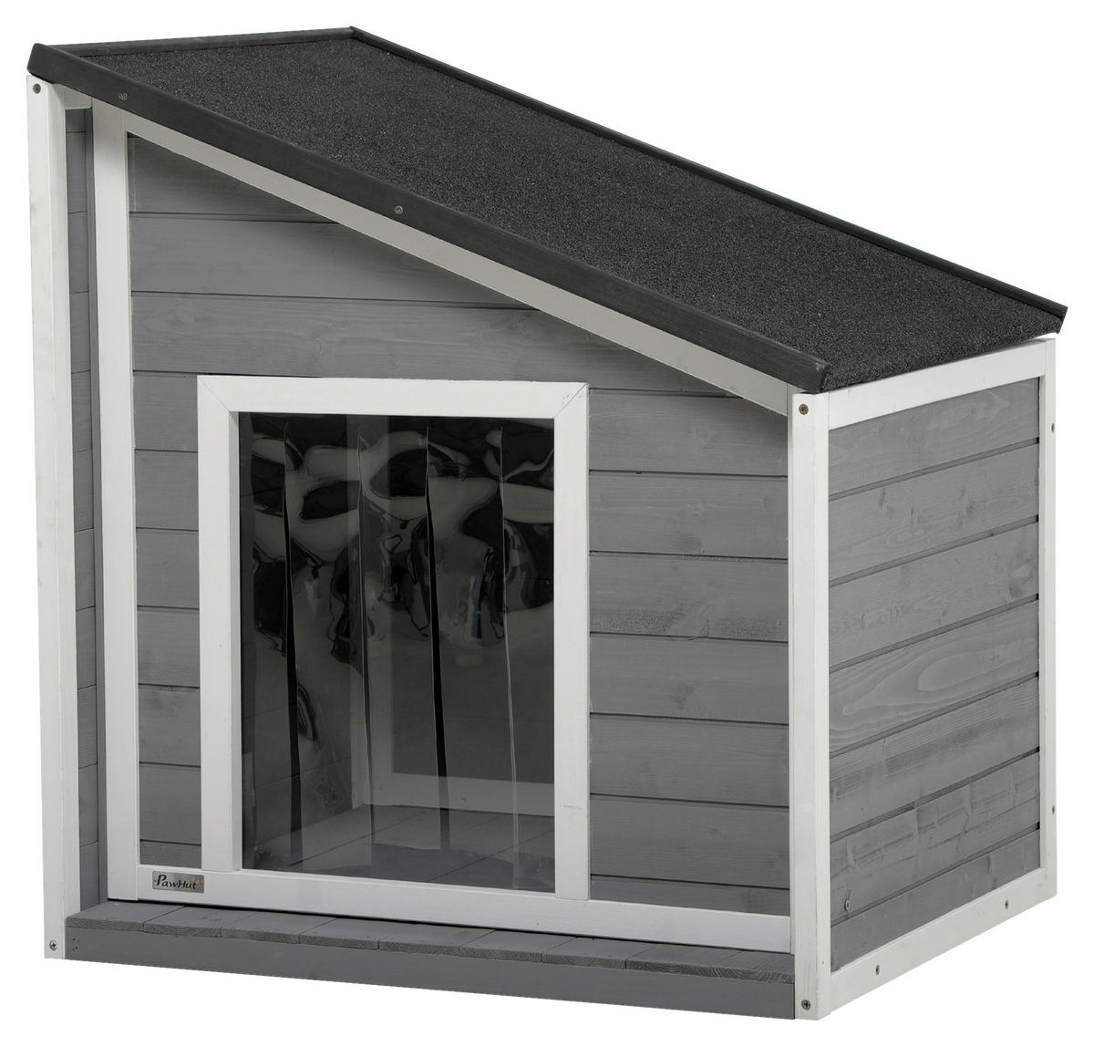 PawHut Hunde-Zubehör weiß Holz B/H/L: ca. 58x71x77 cm Hundehütte - weiß/schwarz (77,00/58,00/71,00cm) - PawHut