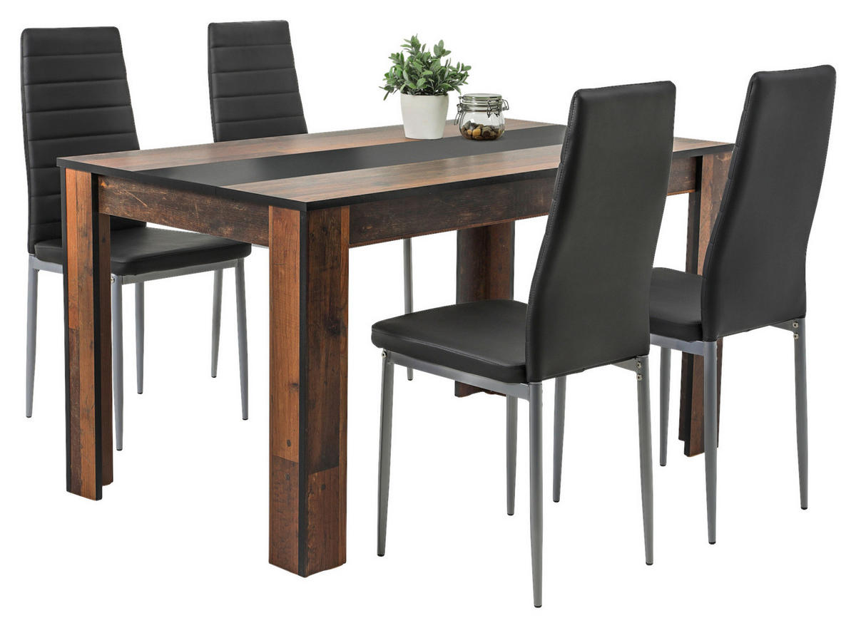Tischgruppe HELENE Old Wood Nachbildung schwarz