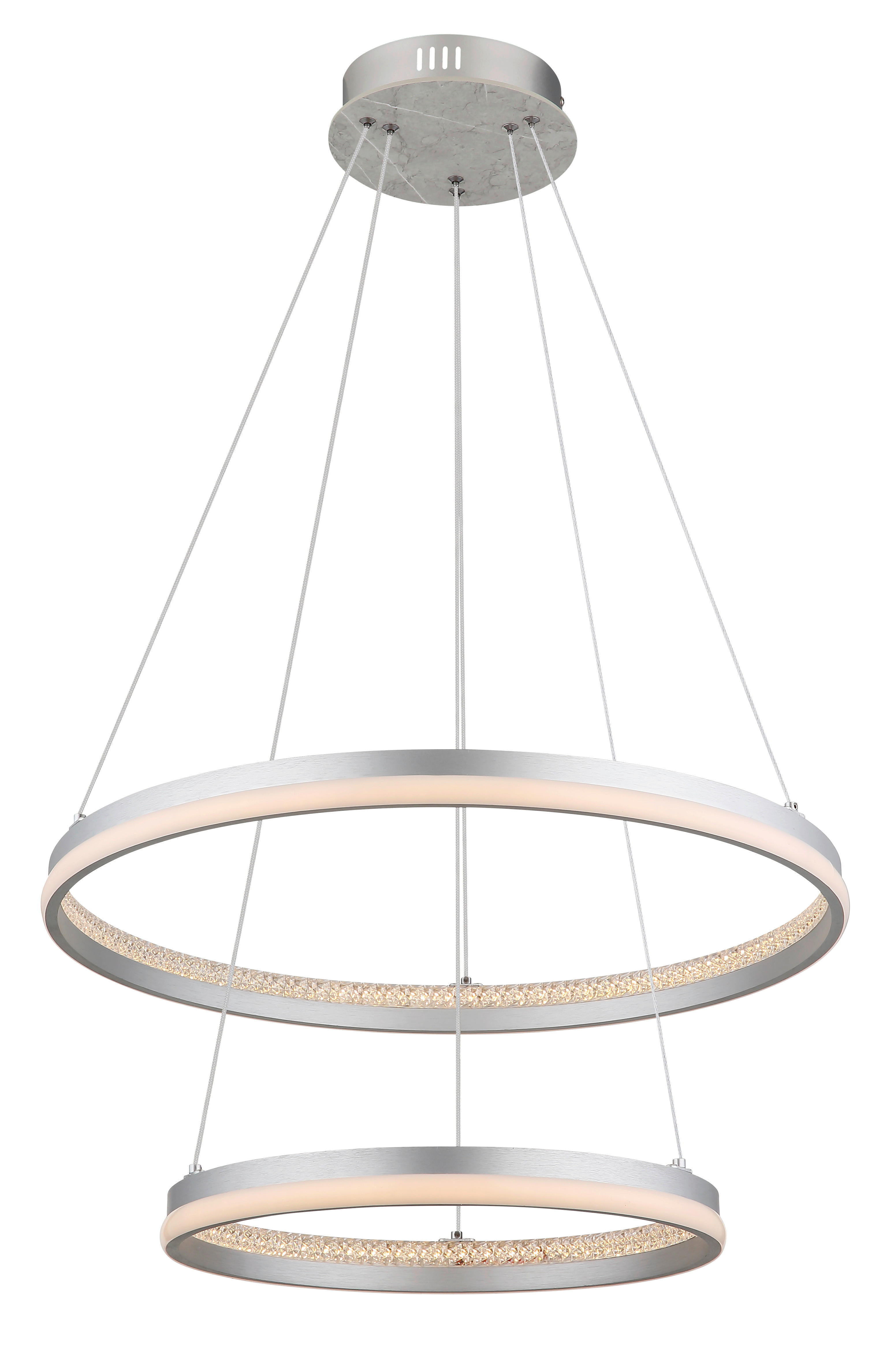 GLOBO LED-Pendelleuchte MARY 32000202 Opal klar silber Metall Kunststoff H/D: ca. 120x59,5 cm 1.0 Brennstellen MARY - klar/Opal (59,50/120,00cm) - GLOBO