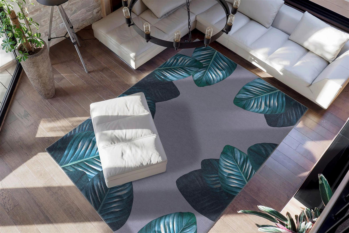 Kenda Sand Flachgewebeteppich Tropical 125 grün B/L: ca. 80x150 cm Tropical 125 - schwarz/grün (80,00/150,00cm) - Kenda Sand