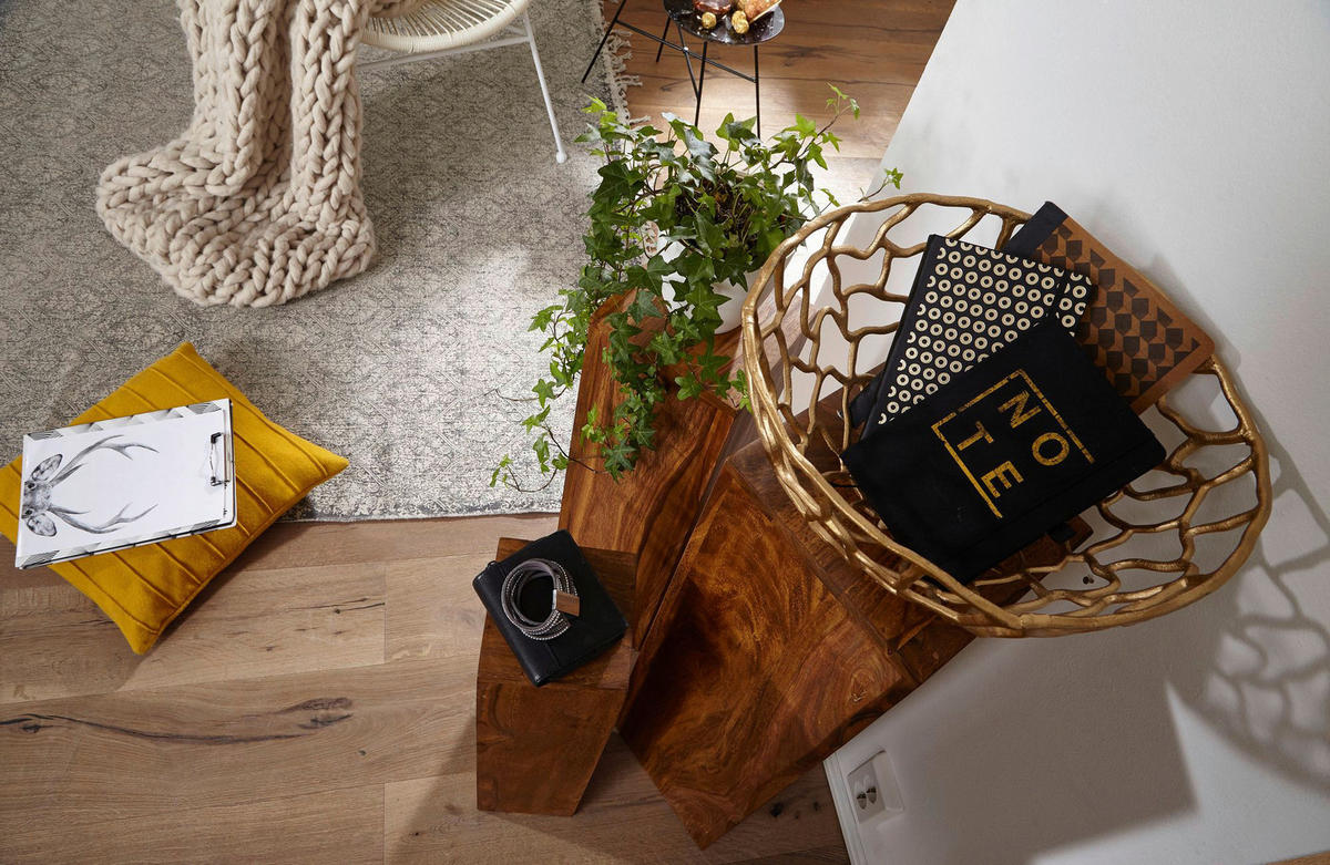 Beistelltisch 3er-Set. natur Echtholz 3er-Set. - natur - Wohnling