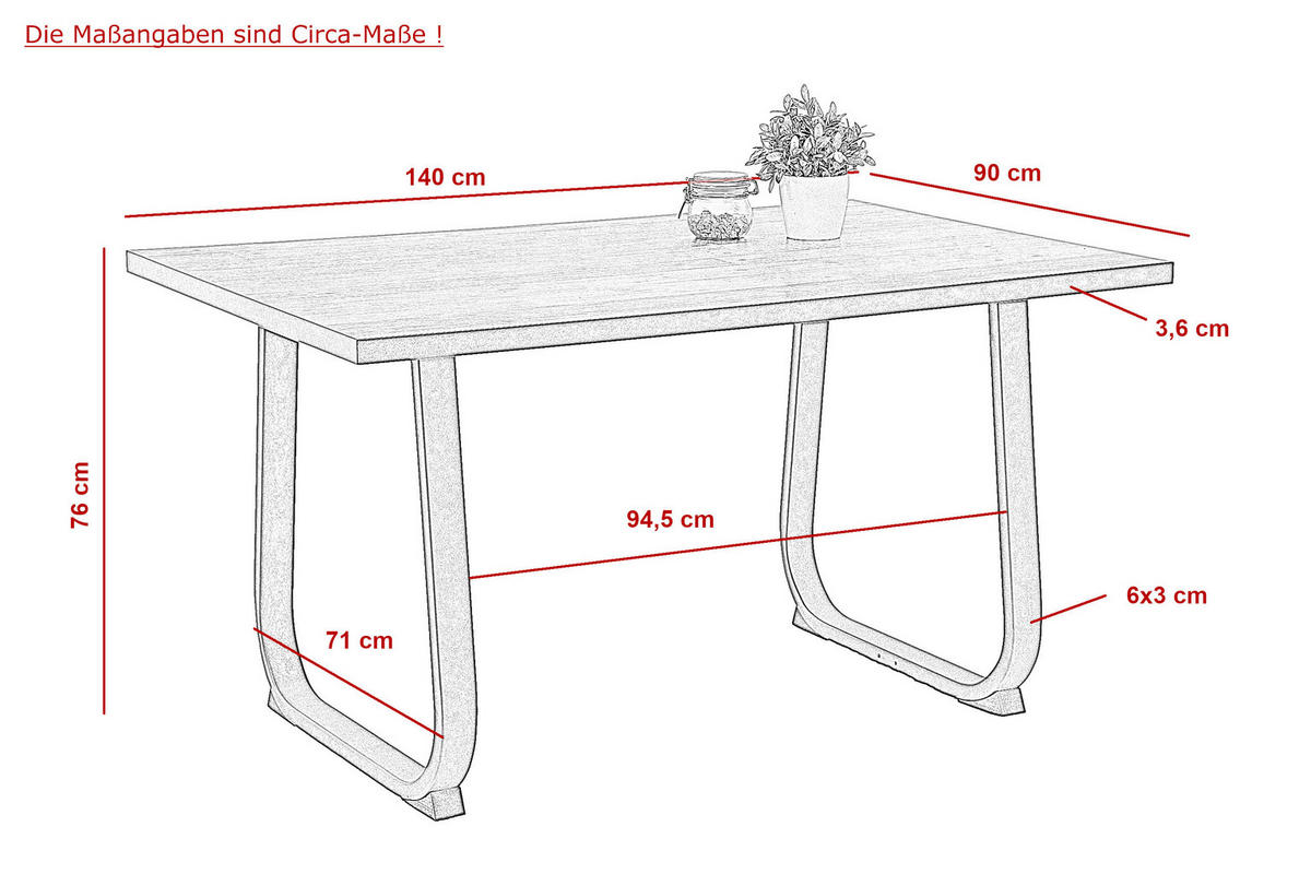 Esstisch Luise schwarz B/H/T: ca. 140x76x90 cm Luise - schwarz (140,00/76,00/90,00cm) - Hela