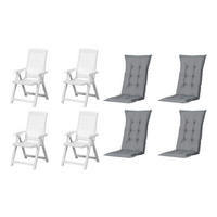 PROGARDEN,MADISON Klappsessel Set + Auflagen Tampa weiß Kunststoff B/H/L: ca. 61x109x60 cm Tampa - weiß/grau (60,00/61,00/109,00cm) - PROGARDEN,MADISON