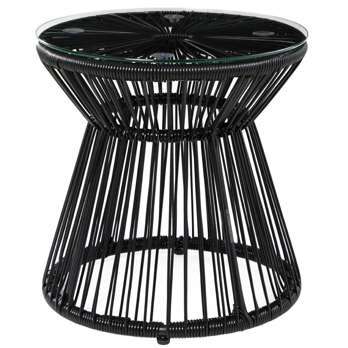 Outsunny Beistelltisch schwarz Eisen B/H/L: ca. 40x40x42 cm Rattan_Beistelltisch - schwarz (42,00/40,00/40,00cm) - Outsunny