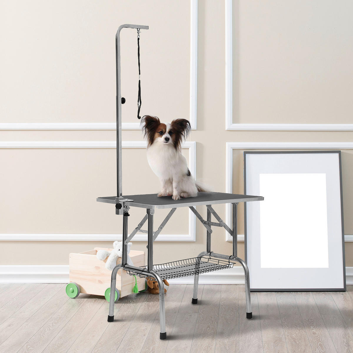 PawHut Hundetrimmtisch schwarz Gummi B/H/L: ca. 62x77x92 cm Hundetrimmtisch - schwarz/silber (92,00/62,00/77,00cm) - PawHut