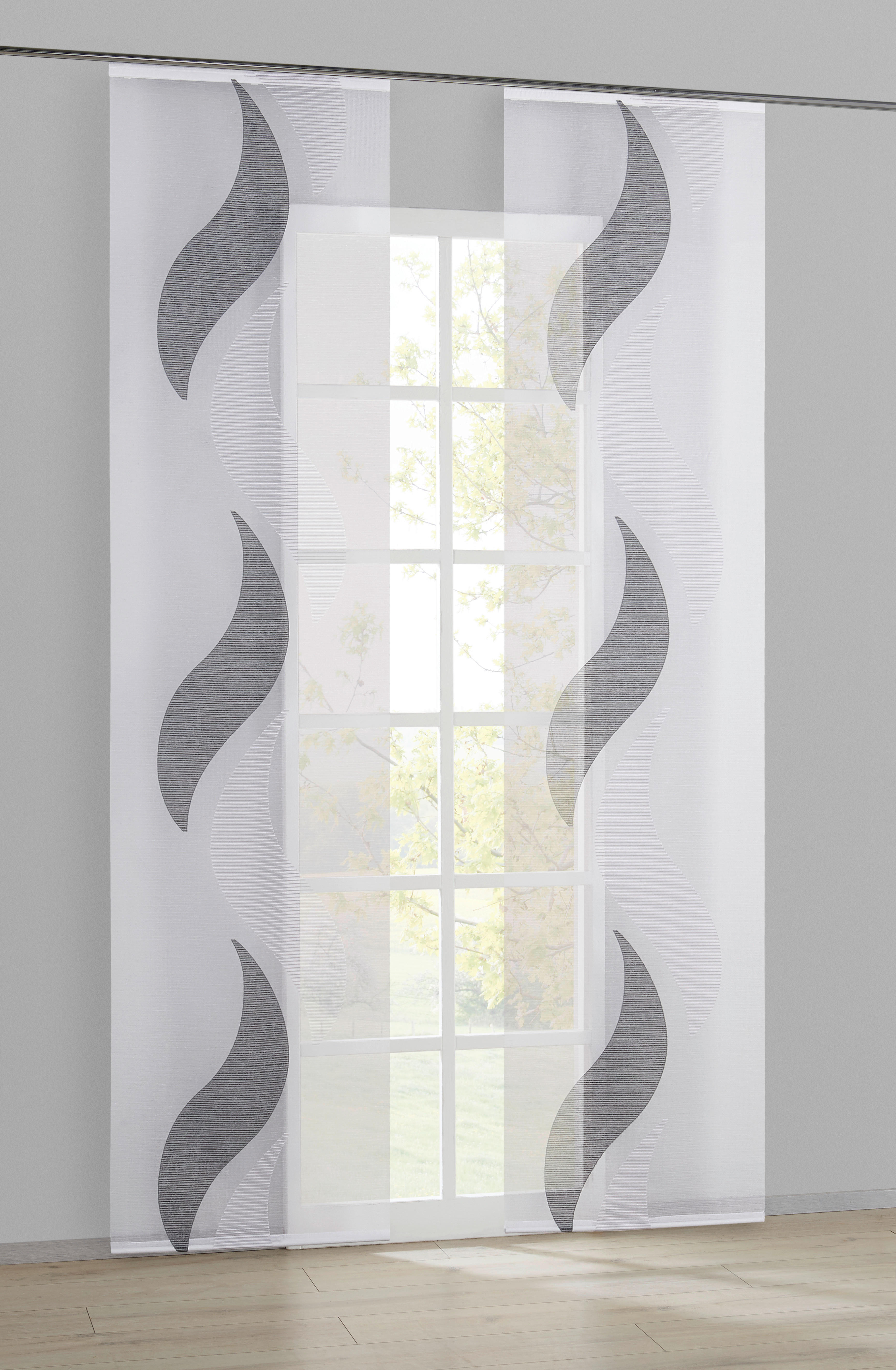 Schiebevorhang Flavio weiß B/L: ca. 60x245 cm Flavio - weiß/schwarz (60,00/245,00cm) - POCOline