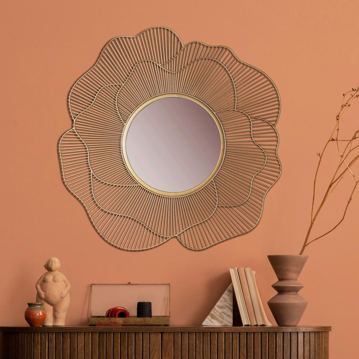 Wandspiegel gold Metall T/D: ca. 2,5x77 cm Wandspiegel - gold (77,00cm) - Wohnling