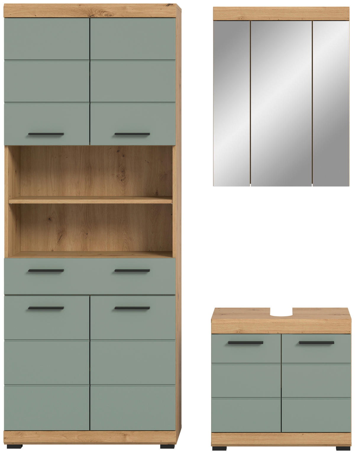 Badezimmer-Set Scout Eiche Artisan Nachbildung salbei Nachbildung B/H/T: ca. 149x34x191 cm Scout - Eiche/salbei (149,00/34,00/191,00cm) - xonox.home