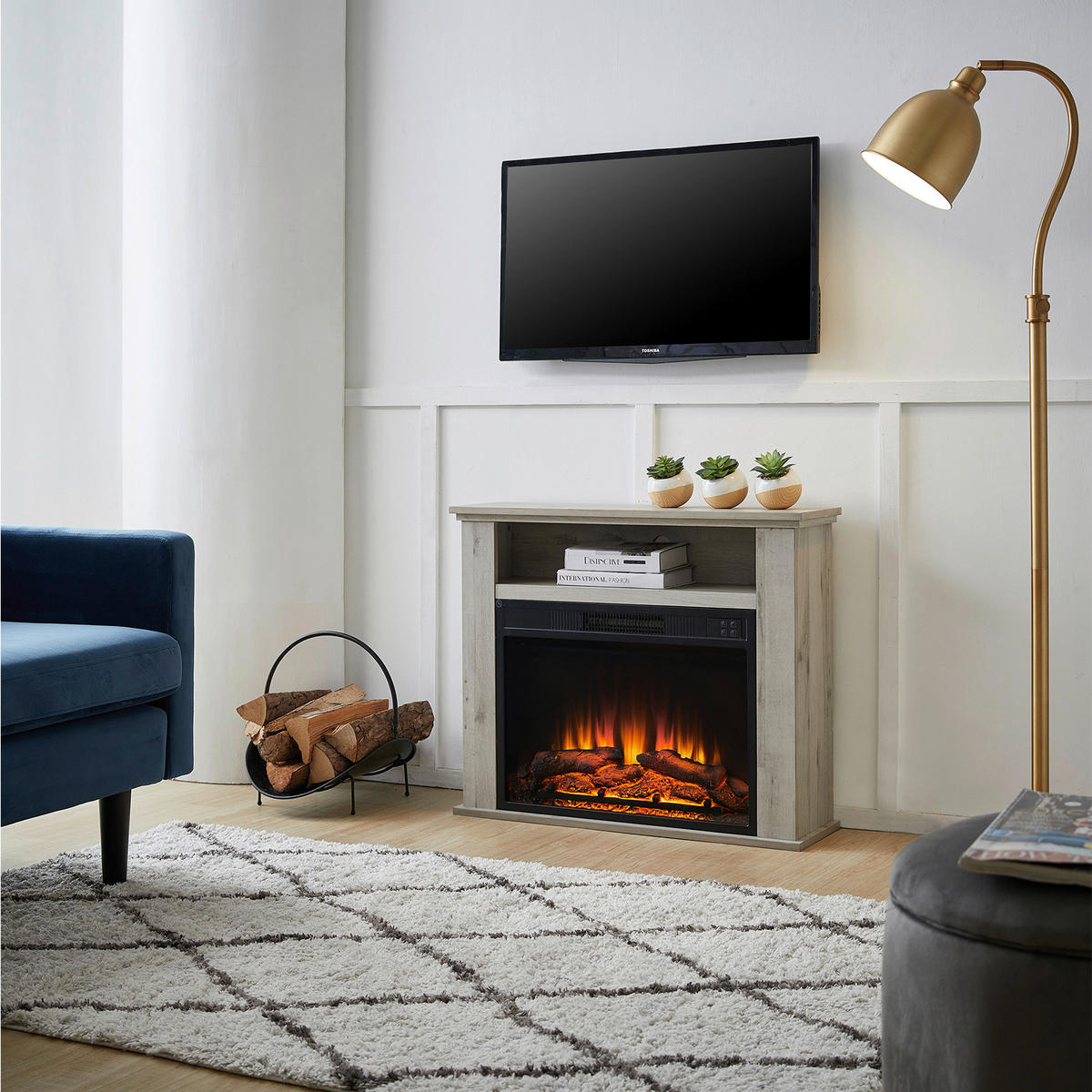 Balderia Elektrischer-Kamin Frida grau B/H/T: ca. 78,3x64,7x23 cm ca. 2 W Elektrischer_Kamin_Frida - grau (78,30/64,70/23,00cm) - Balderia