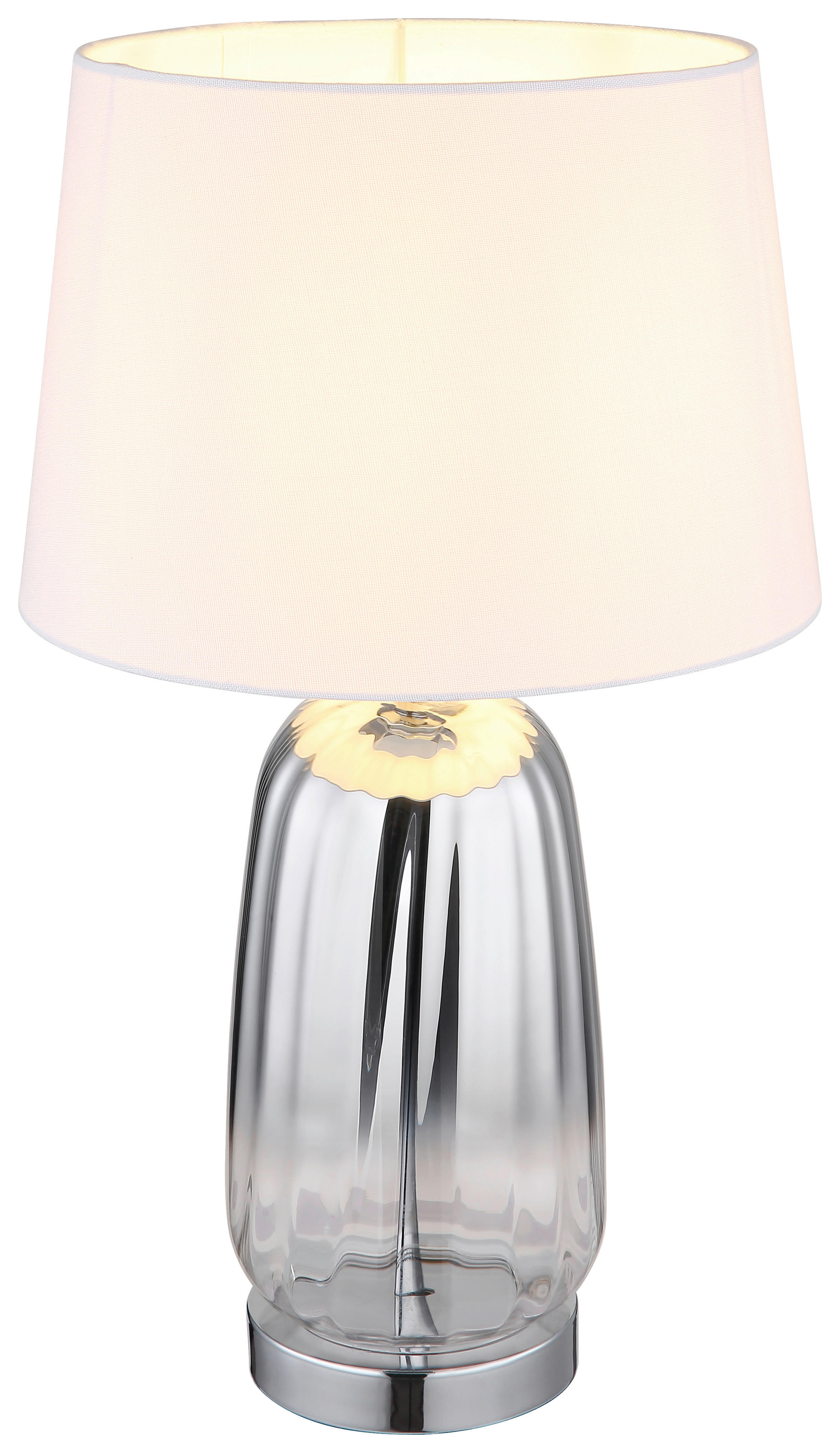 GLOBO Tischleuchte Classy 24142W silber weiß Glas Textil H: ca. 52 cm E27 1 Brennstellen Classy - weiß/silber (52,00cm) - GLOBO