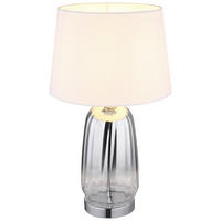 GLOBO Tischleuchte Classy 24142W silber weiß Glas Textil H: ca. 52 cm E27 1 Brennstellen Classy - weiß/silber (52,00cm) - GLOBO