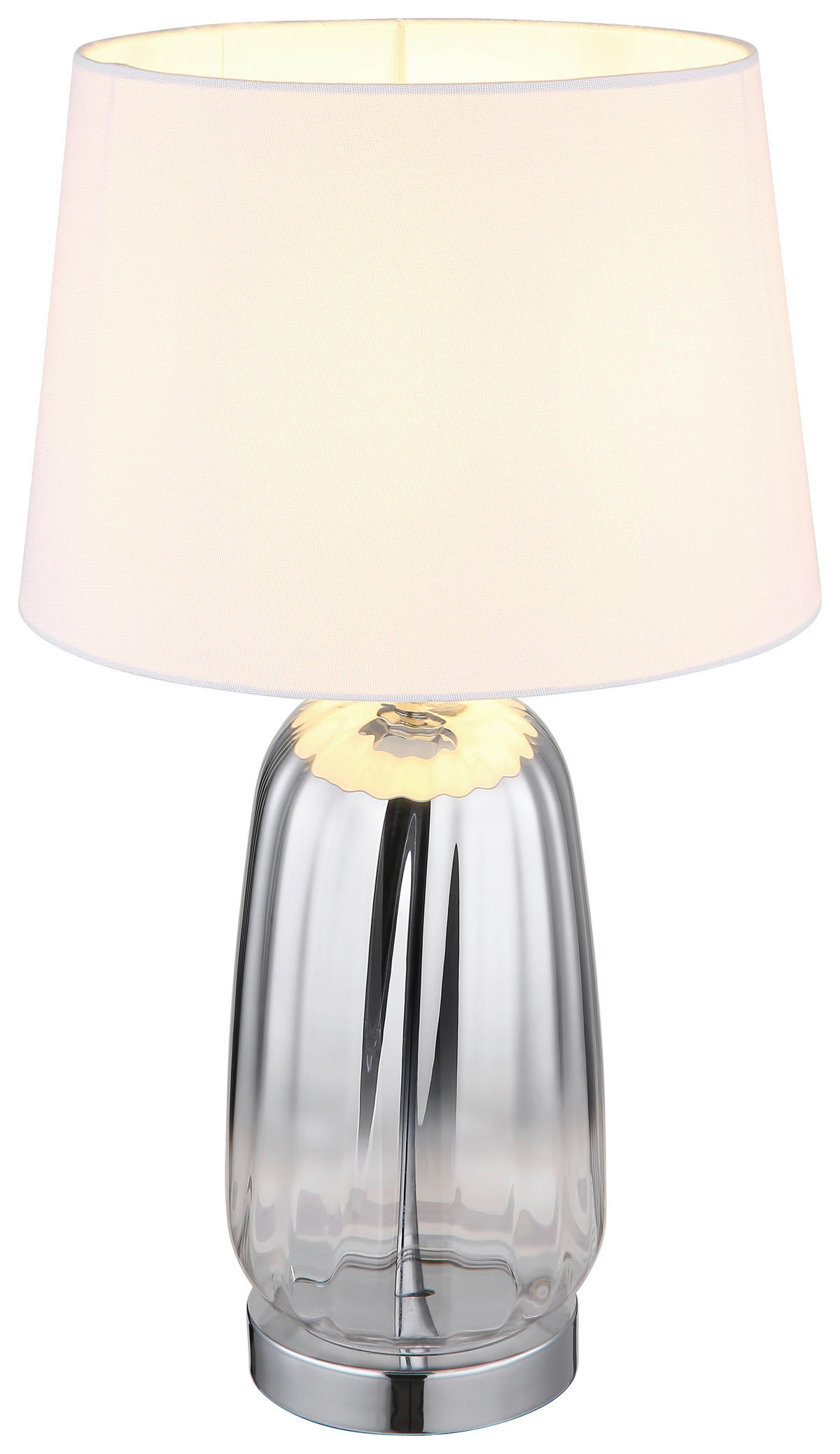GLOBO Tischleuchte Classy 24142W silber weiß Glas Textil H: ca. 52 cm E27 1 Brennstellen Classy - weiß/silber (52,00cm) - GLOBO