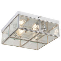 Searchlight Deckenleuchte transparent Chrom Glas Stahl B/H/L: ca. 25x10x25 cm E14 2 Brennstellen Pisa - Chrom/transparent (25,00/25,00/10,00cm) - Searchlight