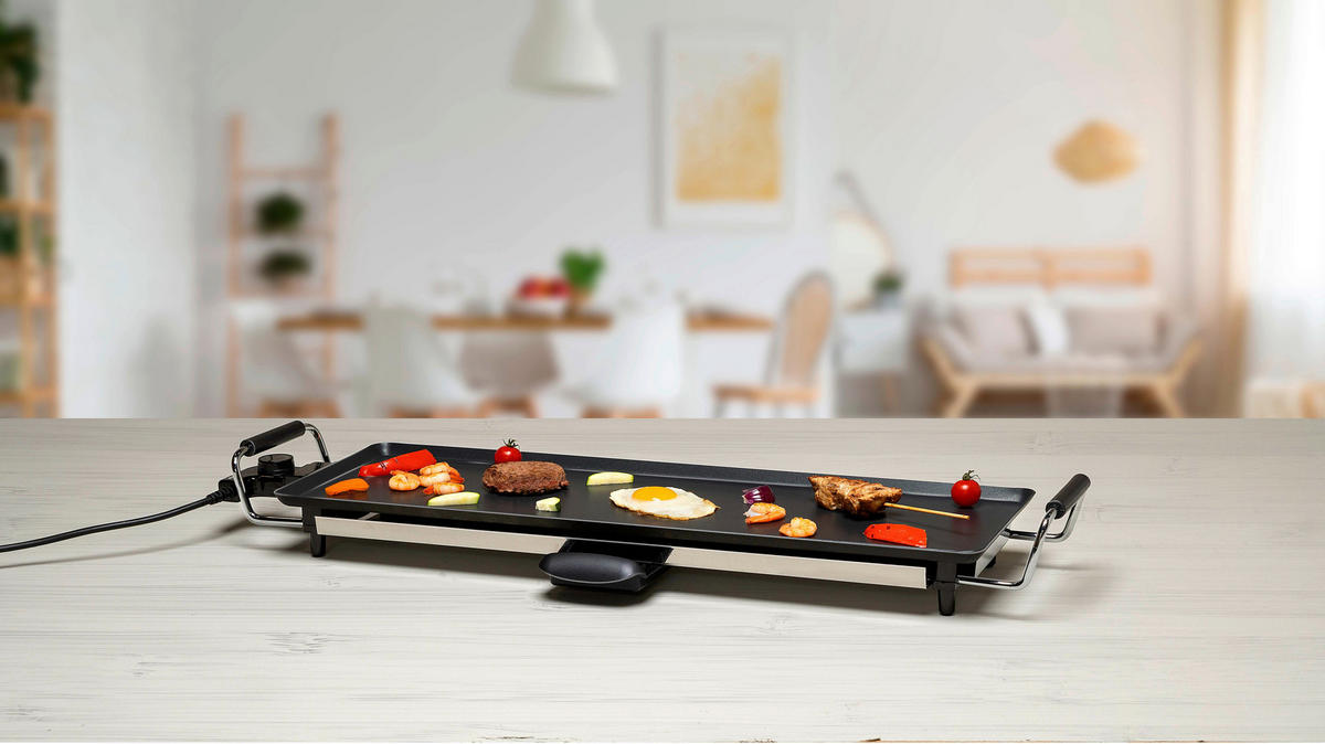 Alpina Elektro-Tischgrill schwarz Metall B/L: ca. 70x23 cm Grillplatte-Teppanyaki - schwarz (70,00/23,00cm) - Alpina