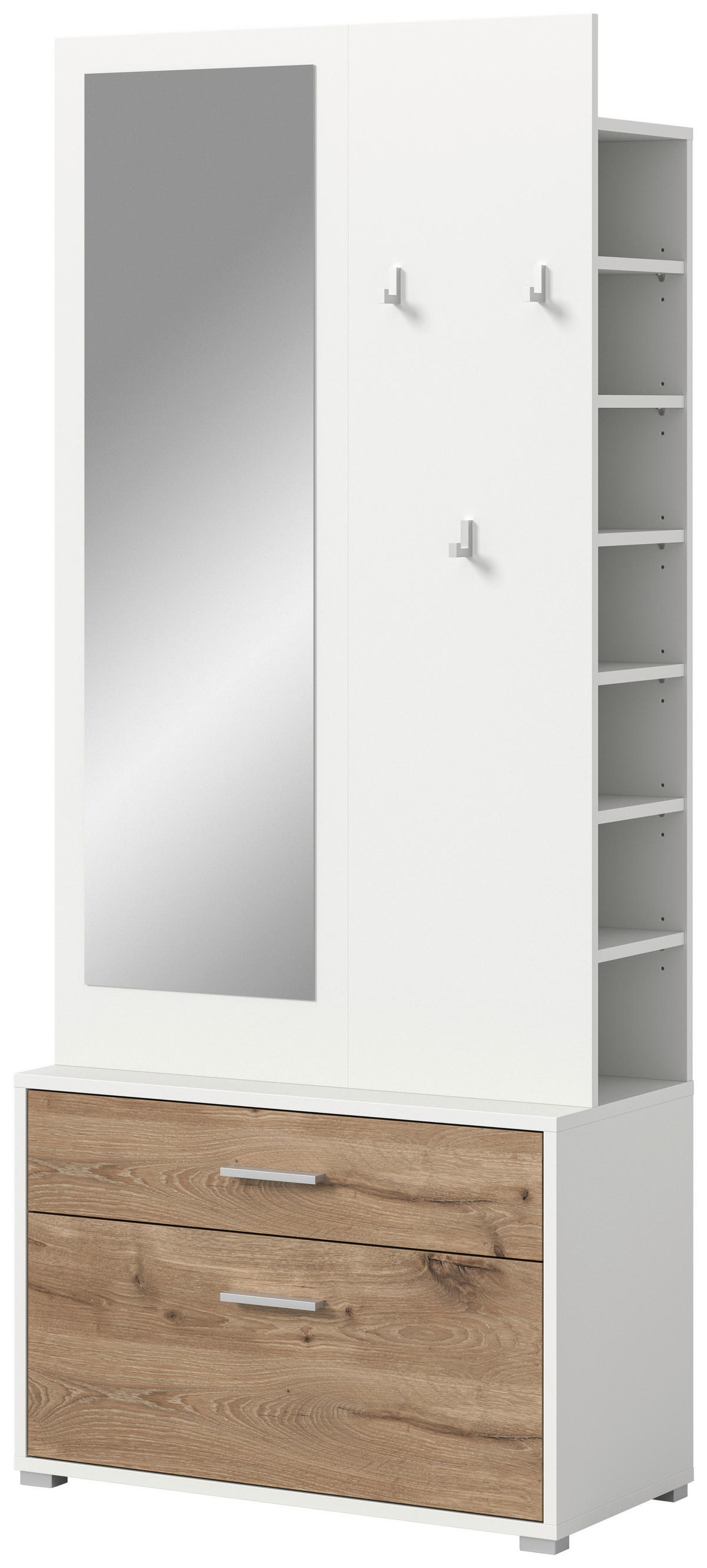 Garderobe POLO weiß Nox Oak Nachbildung B/H/T: ca. 80x190x38 cm POLO - weiß (80,00/190,00/38,00cm) - xonox.home