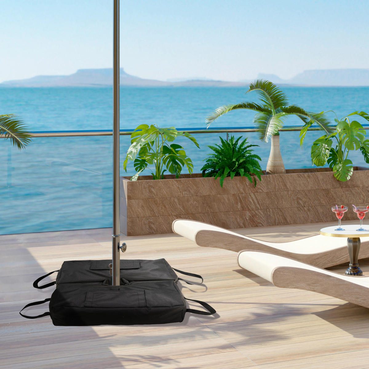 Outsunny Sonnenschirmständer schwarz Polyethylen B/H/L: ca. 50x18x50 cm Sonnenschirmständer - schwarz (50,00/50,00/18,00cm) - Outsunny