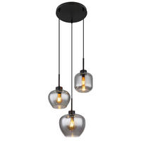 GLOBO Pendelleuchte schwarz Metall H/D: ca. 120x38 cm E27 3 Brennstellen MATT - schwarz (38,00/120,00cm) - GLOBO