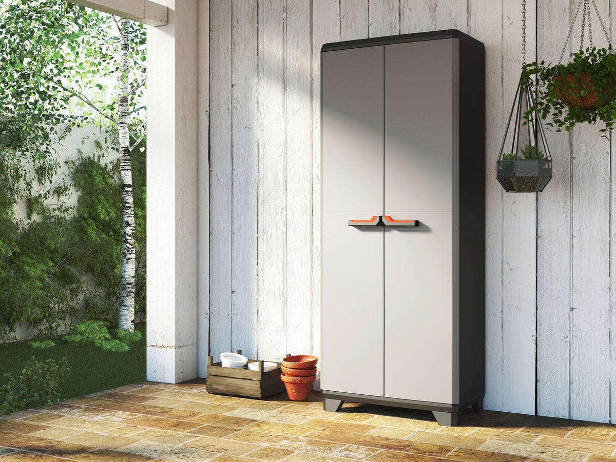 Keter Kunststoffschrank Stilo grau Kunststoff B/H/L: ca. 68x90x39 cm Stilo - rot/schwarz (39,00/68,00/90,00cm) - Keter
