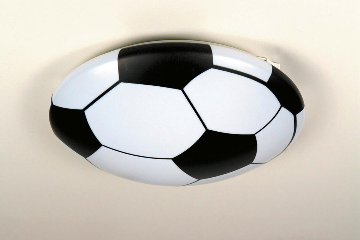 Niermann Kinderdeckenleuchte Fußball 678 schwarz weiß Kunststoff H/D: ca. 10x36 cm E27 1 Brennstellen Deckenschale_Fußball - weiß/schwarz (36,00/10,00cm) - Niermann