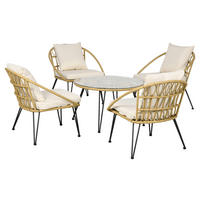 Outsunny Gartensitzgruppe 5tlg. beige Stahl B/H/L: ca. 82x50x82 cm Gartensitzgruppe 5tlg. - beige (82,00/82,00/50,00cm) - Outsunny