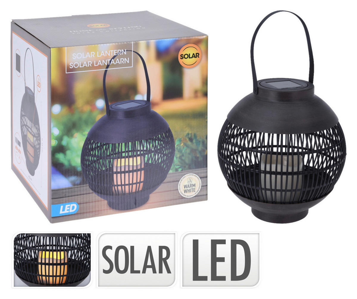 Solarlaterne schwarz Rattan Kunststoff B/H: ca. 15x33 cm Solarlaterne - schwarz (15,00/33,00cm)