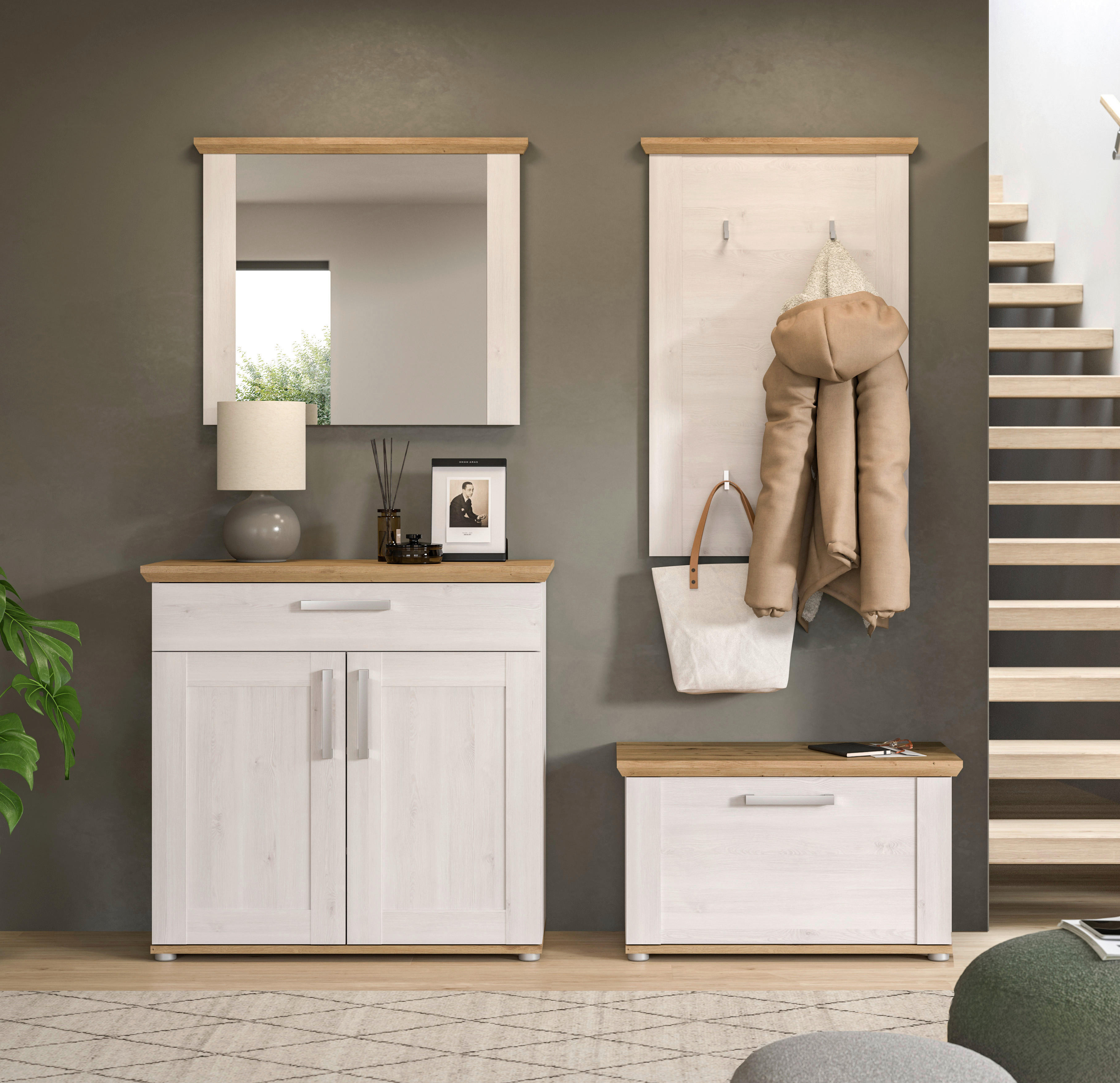 Garderobe Verona Sibiu Lärche Nachbildung Eiche Artisan Nachbildung B/H/T: ca. 183x194x37 cm Verona - Eiche (183,00/194,00/37,00cm) - xonox.home