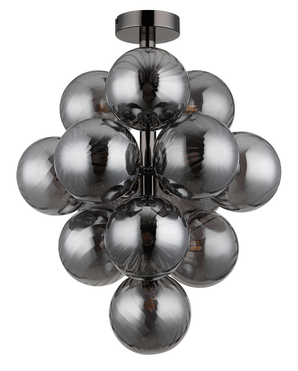 GLOBO LED-Deckenleuchte Chrom Rauch schwarz Glas Metall H/D: ca. 50x39,5 cm 13 Brennstellen CONOR - schwarz/Rauch (39,50/50,00cm) - GLOBO