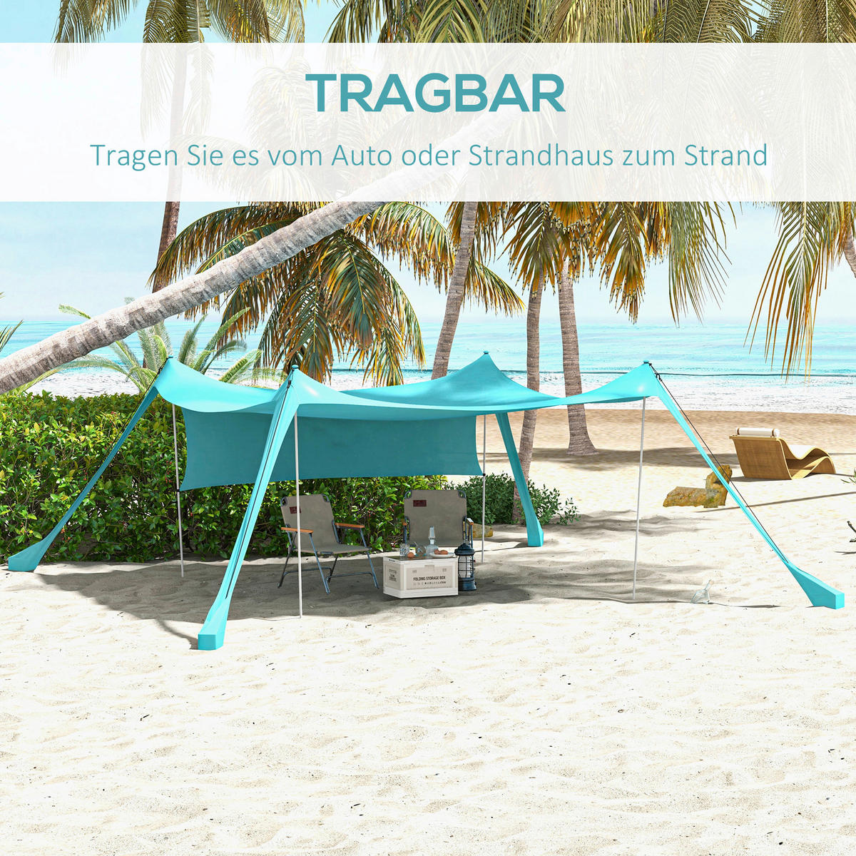 Outsunny Campingartikel B/H/L: ca. 300x300x200 cm Campingzelt - blau (200,00/300,00/300,00cm) - Outsunny