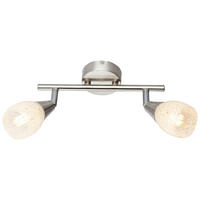 GLOBO Spotbalken 54813-2 nickel matt klar Glas Metall B/H/L: ca. 8x19x26 cm 2 Brennstellen Spotbalken_2flg.Franziska - klar/nickel matt (26,00/8,00/19,00cm) - GLOBO