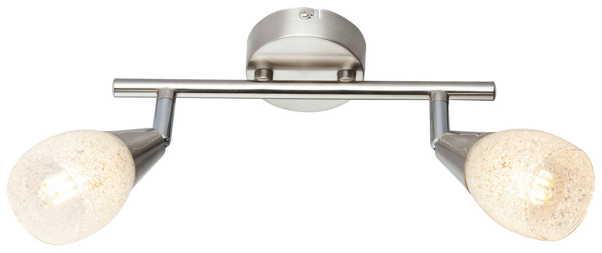 GLOBO Spotbalken 54813-2 nickel matt klar Glas Metall B/H/L: ca. 8x19x26 cm 2 Brennstellen Spotbalken_2flg.Franziska - klar/nickel matt (26,00/8,00/19,00cm) - GLOBO