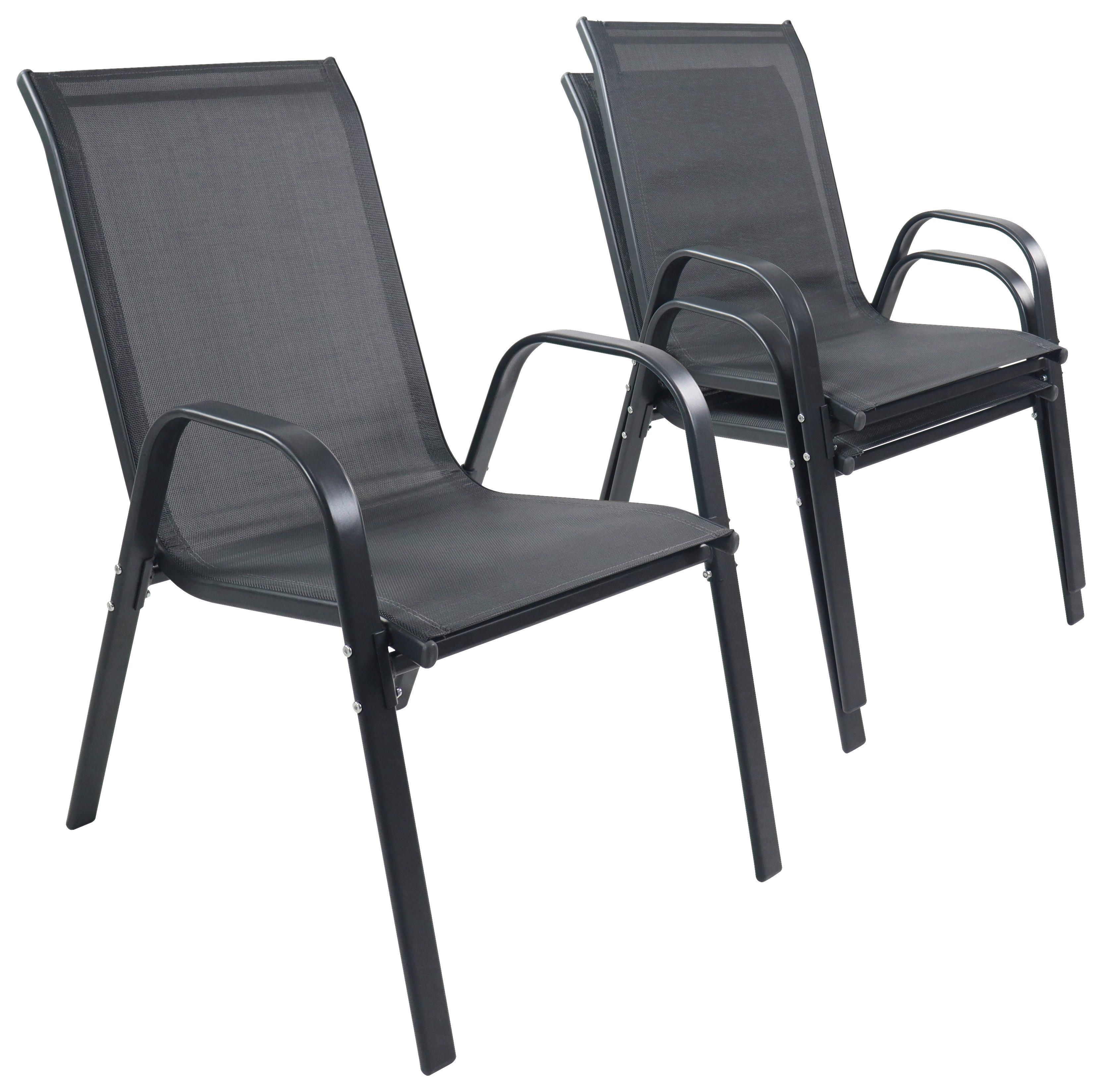 VCM Gartenstuhl 2er Set anthrazit Textilene B/H/L: ca. 56x89x73 cm Gartenstuhl 2er Set Sonlas - anthrazit (73,00/56,00/89,00cm) - VCM